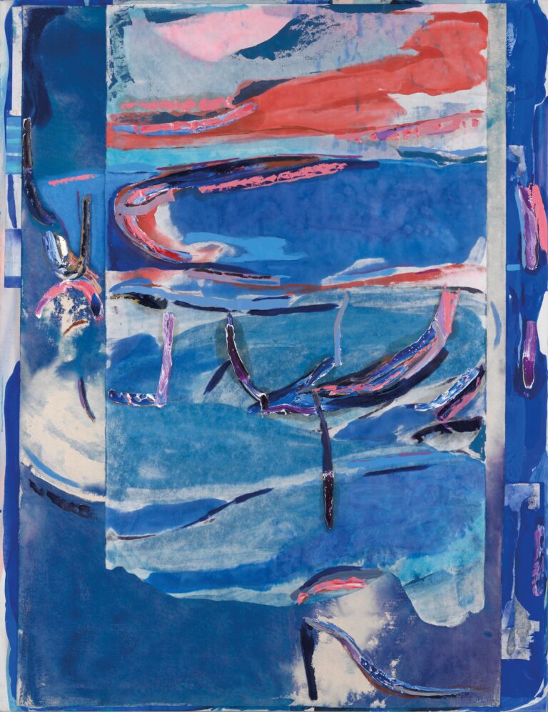 <span>22 Veronika Dirnhofer</span><span><br>Seaways 2022</br>Mischtechnik, Collage auf Molino; 180 x 145 cm<br>Euro 5.500 </br></span>