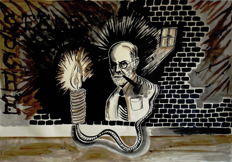 <span>35 Robert Freund</span>
<span><br>Suchen Seele Freud 2006</br>Tusche und Sepia auf Papier; 70 x 100 cm<br>Euro 1.800 </br></span>
