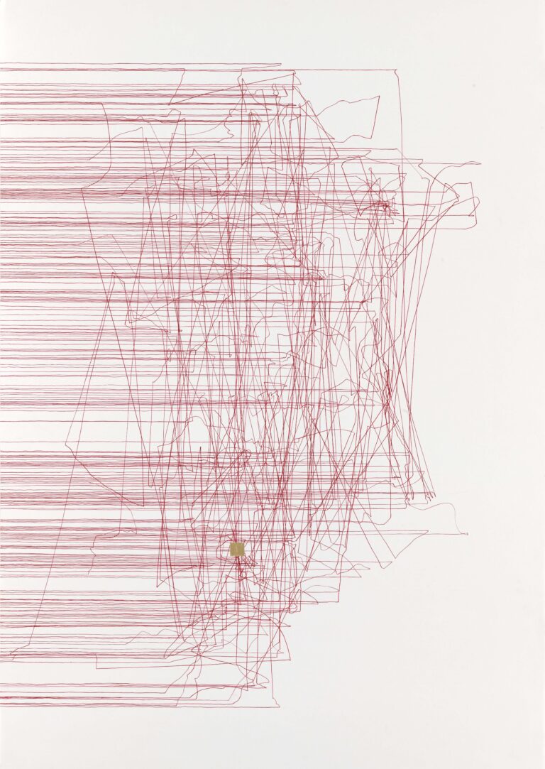 <span>53 Elke Halbmayer</span>
<span><br>Tenderline #34 2025</br>Tusche und Blattgold auf Papier; 59 x 83 cm<br>Euro 1.100 </br> Rahmen: Euro 530,-</span>
