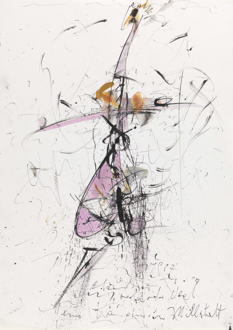 <span>158 Hans Staudacher</span>
<span><br>Wahl oder Übel 1987</br>Gouache auf Papier; 59 x 42 cm<br>Euro 2.800 </br>Rahmen: Euro 410,-
</span>

