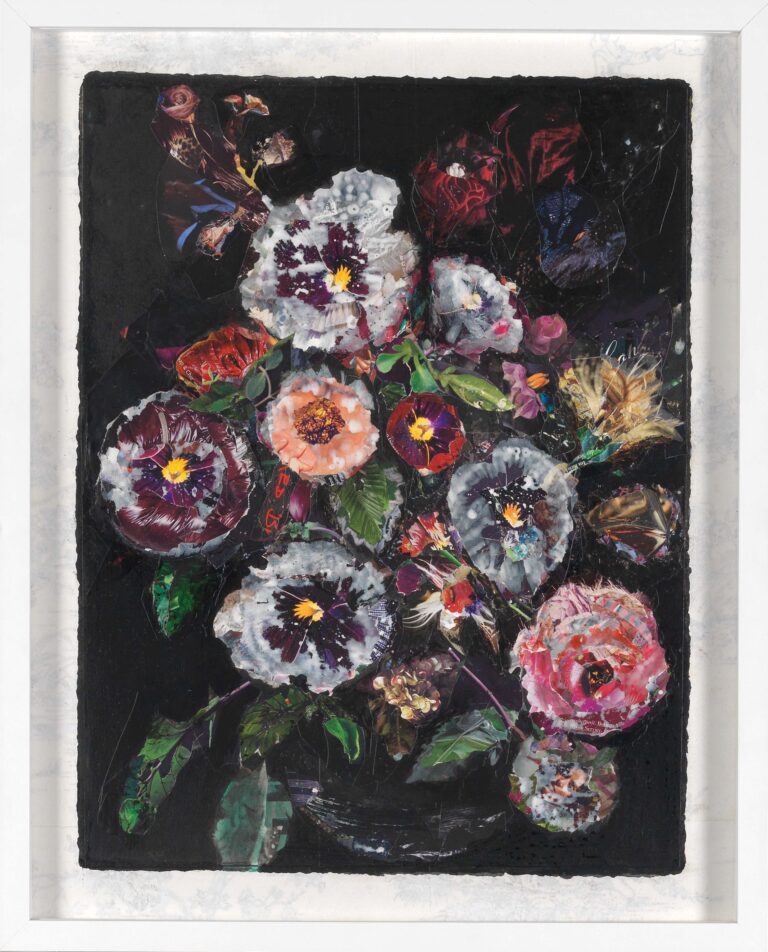 <span>164 Gabi Trinkaus</span>
<span><br>O.T. (Bunch o´flowers) 2025</br>Mixed Media (Colage, Tusche on board); 50 x 40 cm<br>Euro 2.000 </br></span>
