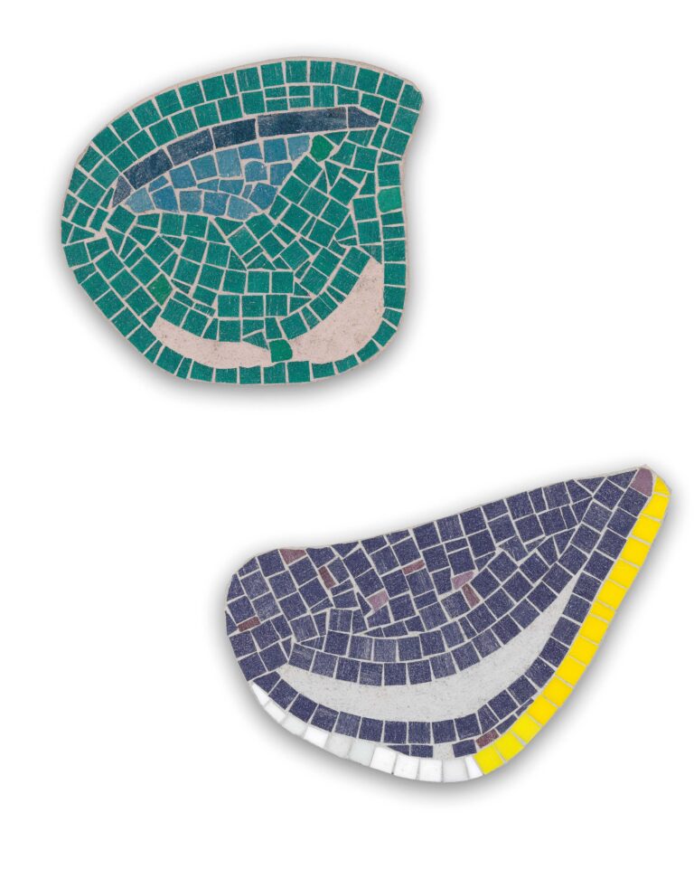 <span>75 Anna Khodorkovskaya</span>
<span><br>O.T. 2022</br>Glasstein, Mosaik; 40 x 23 cm und 32 x 29 cm<br>Euro 1.000 </br></span>
